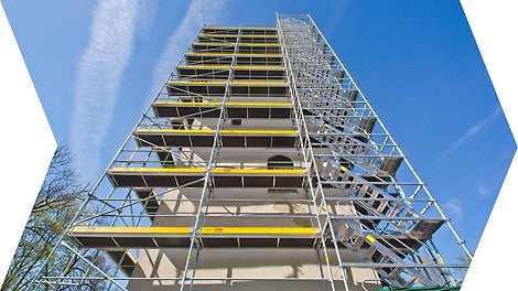 Wszechstronność stosowania – kompatybilność z rusztowaniem modułowym PERI UP Flex.<br/>