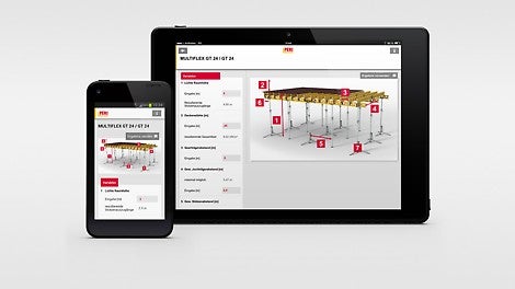 Different apps from PERI provide fast and valuable support during daily construction site operations – among other things, this includes the MULTIFLEX configurator which girder slab formwork utilization can be optimized.