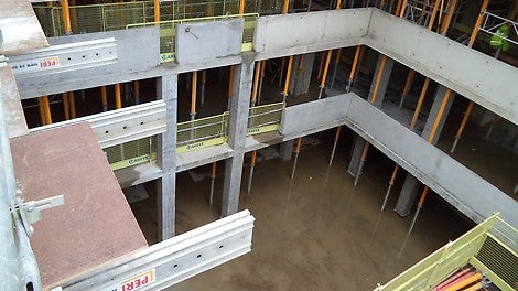 View of inside of building with MULTIPROP falsework and MPB Beams