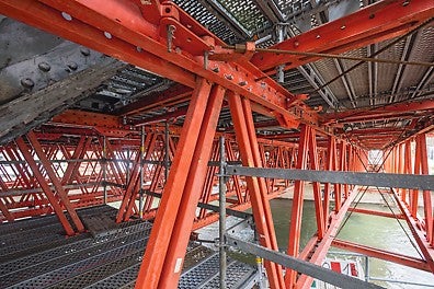 Grundlage für eine reibungslose und kollisionsfreie Realisierung war eine detaillierte 3D-Gerüstplanung inklusive des erforderlichen statischen Nachweises.<br/>