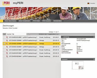 The myPERI online portal now also provides the latest project drawings ready for downloading; users are automatically notified of all new features which have been added.