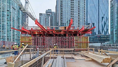 The ACS Core 400 System is versatile and can be used with VARIO GT 24 Girder Wall Formwork and MAXIMO Panel Formwork systems. 