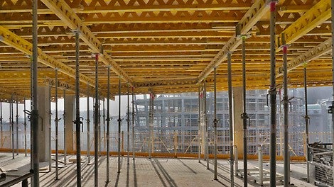 Stropní bednění MULTIFLEX bylo nasazeno i u členitých stropů.