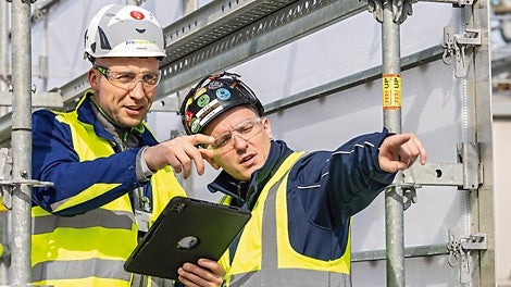 Die PERI UP basierte und digital gestützte Gerüstplanung und -koordination der promaintain Ingenieure führte das SEG Gerüstbauteam zuverlässig aus.