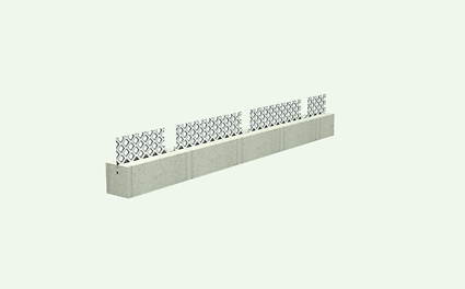 BECOSPACE is a fibre concrete spacer strip with expanded metal strips to insert as leak protection which greatly reduces concrete flow between the reinforcement around the construction joint.