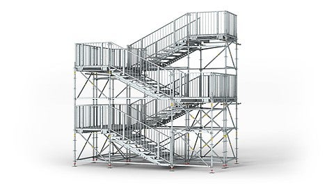 Stair geometry and landing arrangement meet the requirements for public access.