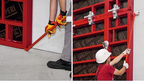 Le levier de décoffrage permet de retirer facilement le coffrage de voile du voile bétonné à l&#039;aide d&#039;un rouleau.