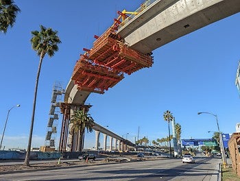 Development of the Automated People Mover involved constructing of guideway over active traffic lanes on Century Blvd and Sepulveda Blvd.
