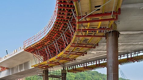 Wózek do kap gzymsowych przemieszcza się na stalowych profilach, co jest rozwiązaniem ekonomicznym i dopasowanym do warunków budowy. Z reguły nie jest wymagane kotwienie w budowli do przenoszenia sił poziomych.