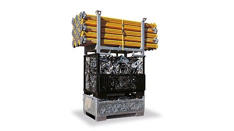 Verschiedene Transporthilfen in Kombination für einen schnellen und sicheren Transport von ungleichem Material<br/>