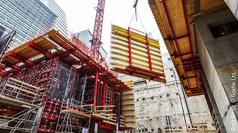 The pRED research centre was one of the first projects in which we combined our MAXIMO with our ACS climbing formwork.