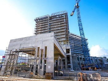 Construction of the marriot hotel with the use of the PERI UP scaffold system
