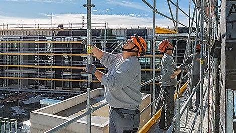 High levels of safety during assembly – for example here at the Prinz-Eugen-Karree residential complex in Munich, Germany.