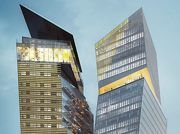 Projet des tours DUO, détails des parties hautes<br/>(Crédit : L&#039;autre image)