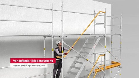 Der Easy Stiel ermöglicht die einfache Anbringung eines vorlaufenden Treppenaufgangs