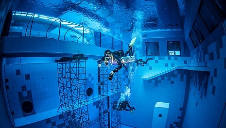 With a depth of up to 45.50 metres, the Deepspot diving facility near the Polish capital Warsaw is one of the deepest diving pools in the world. © Irena Stangierska