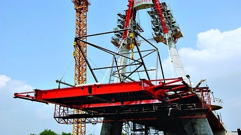  It features a span of 240m with one pylon carrying the main span of 120m and the nearest side span of 70m, and has 4 lanes and pavements in each direction. 