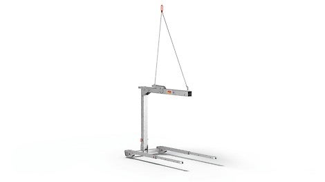 Die Umsetzgabel dient der schnellen Umsetzung von Deckentischen bis zu einer Länge von 8 m mit dem Kran<br/>