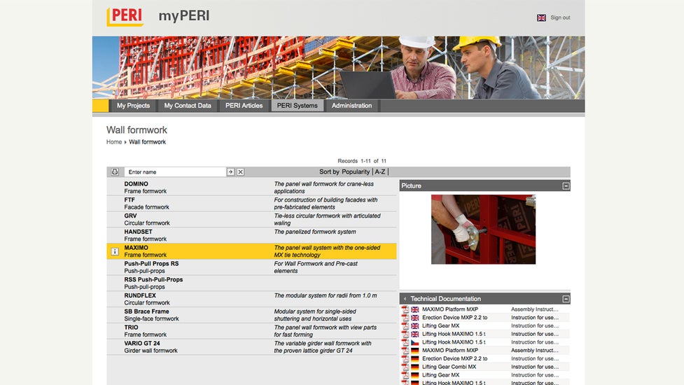 Important system documents such as instructions for assembly and use can be downloaded with a mouse click.