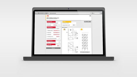 Avec le configurateur de tours d'étaiement MDS K, les utilisateurs déterminent facilement, rapidement et précisément les charges admissibles sur le montant ainsi que les surcharges minimales contre le glissement.