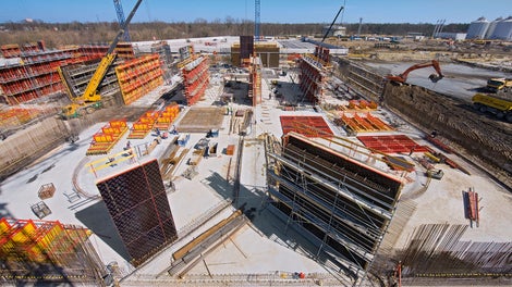 Oczyszczalnia ścieków Czajka - koncepcja ścian żelbetowych o wysokości od 8 m do 11 m