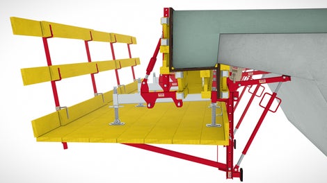 For the construction of the new cantilevered parapet, the working bracket is complemented with the formwork.