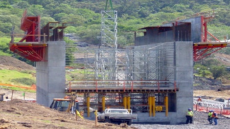 ST 100 pre-assembled and lifted into position using the crane.