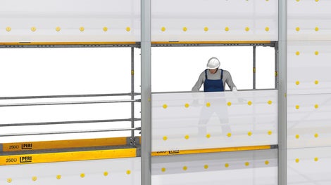 PERI UP Cladding - montáž uvnitř lešení