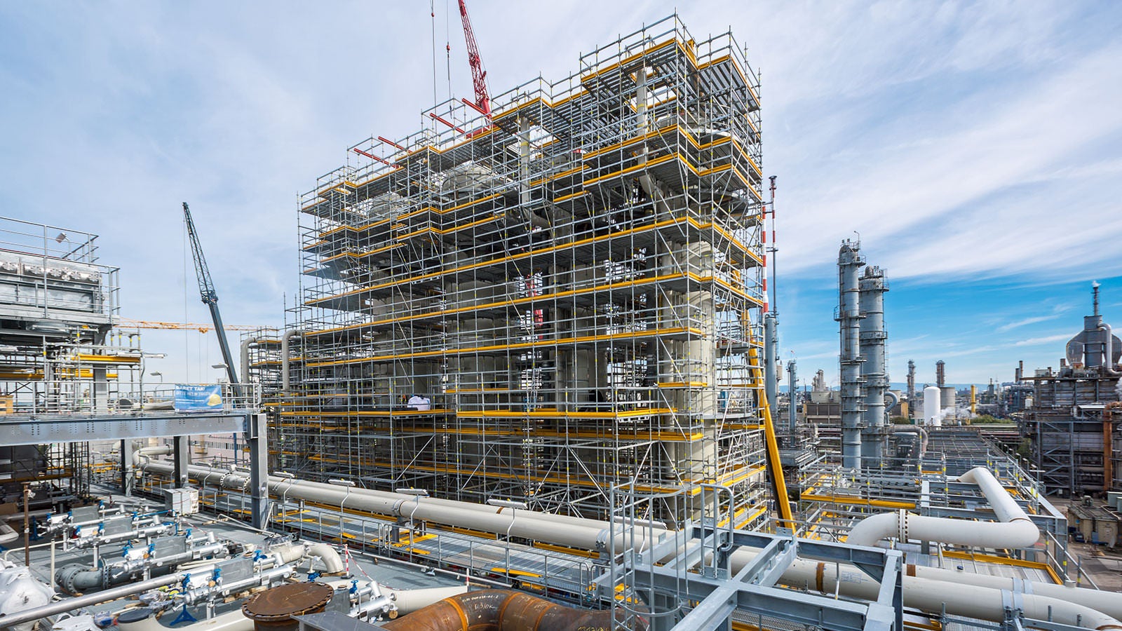 Uuenduslik PERI UP Flex tellingute kontseptsioon aitas BASF projektis säästa nii raha kui ka aega, vastates samas rangetele ohutuse nõuetele. (Foto: Promaintain)