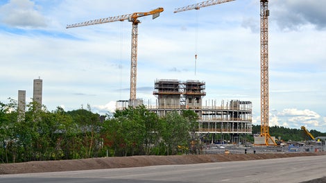 Kirunas nya stadshus växer nu fram i snabb fart. 