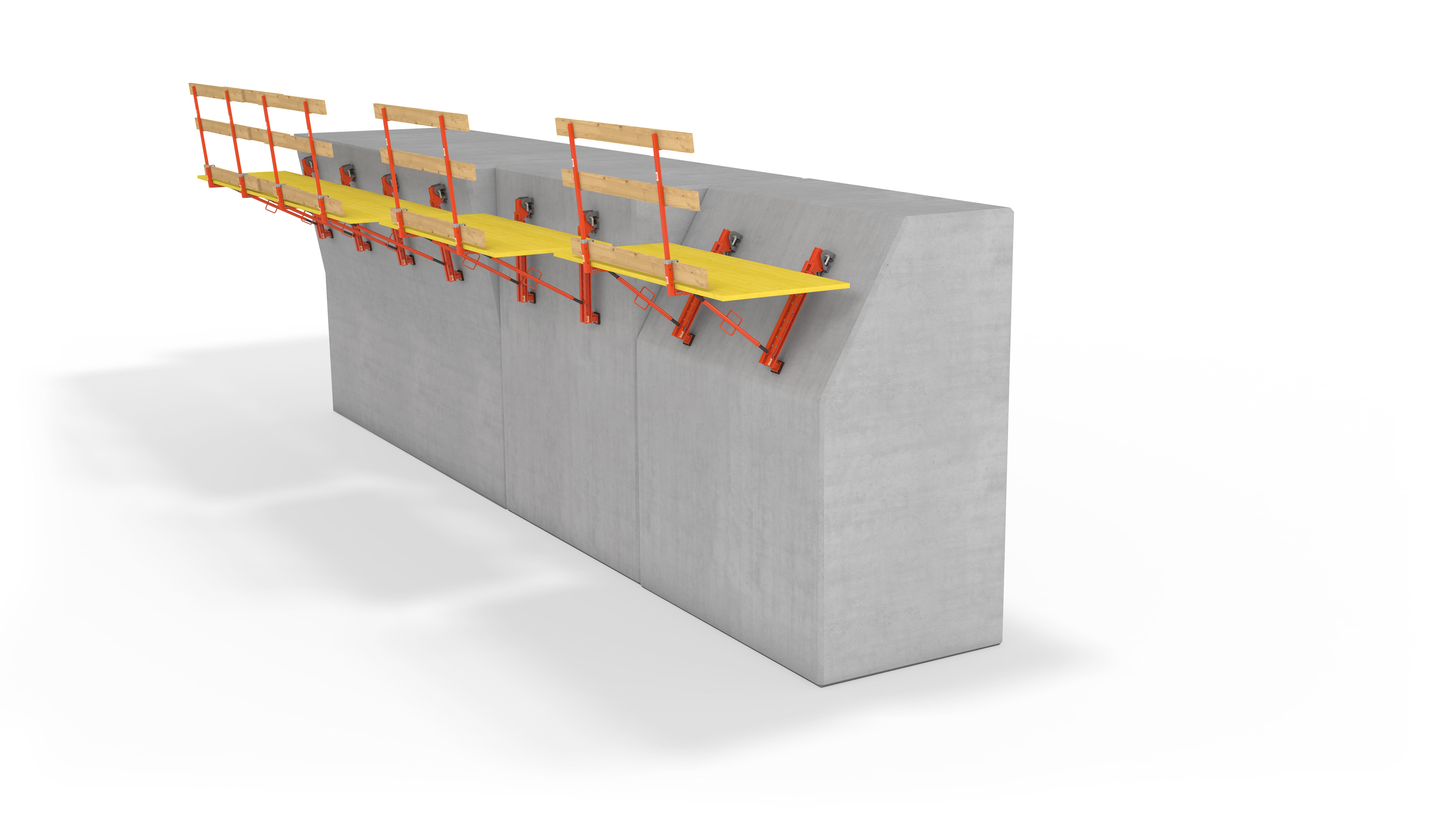 Les plates-formes de travail légères VGK permettent de travailler sur des voiles inclinés vers l'avant ou l'arrière, ce qui les rend idéales pour les projets aux géométries complexes. Les plates-formes sont disponibles en trois largeurs différentes pour répondre à un large éventail d'exigences.
