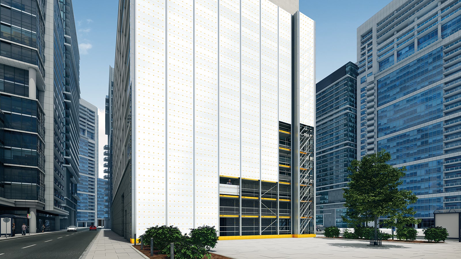 Mit PERI UP Cladding stellte PERI ein neues und flexibles Einhausungssystem vor, das den PERI UP Gerüstbaukasten ideal ergänzt. PERI UP Cladding ermöglicht eine schnelle Verkleidung des Gerüsts und ist damit die Antwort auf die immer häufiger gestellten Anforderungen bezüglich Wetter- und Umweltschutz auf Baustellen und den Bedarf an ansprechenden Außenbildern bei Gebäudesanierungen.