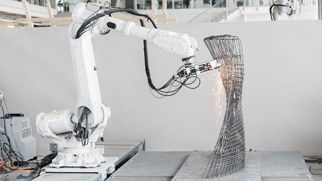 Die MESH Technologie ist eine robotergestützte Technologie zur effizienten und kostengünstigen Herstellung komplexer Stahlbetonteile. (Foto: MESH AG)