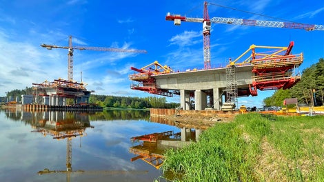 Wózki VBC PERI na budowie obiektu MS-5, droga ekspresowa S19, odcinek S19 Malewice Chlebczyn.