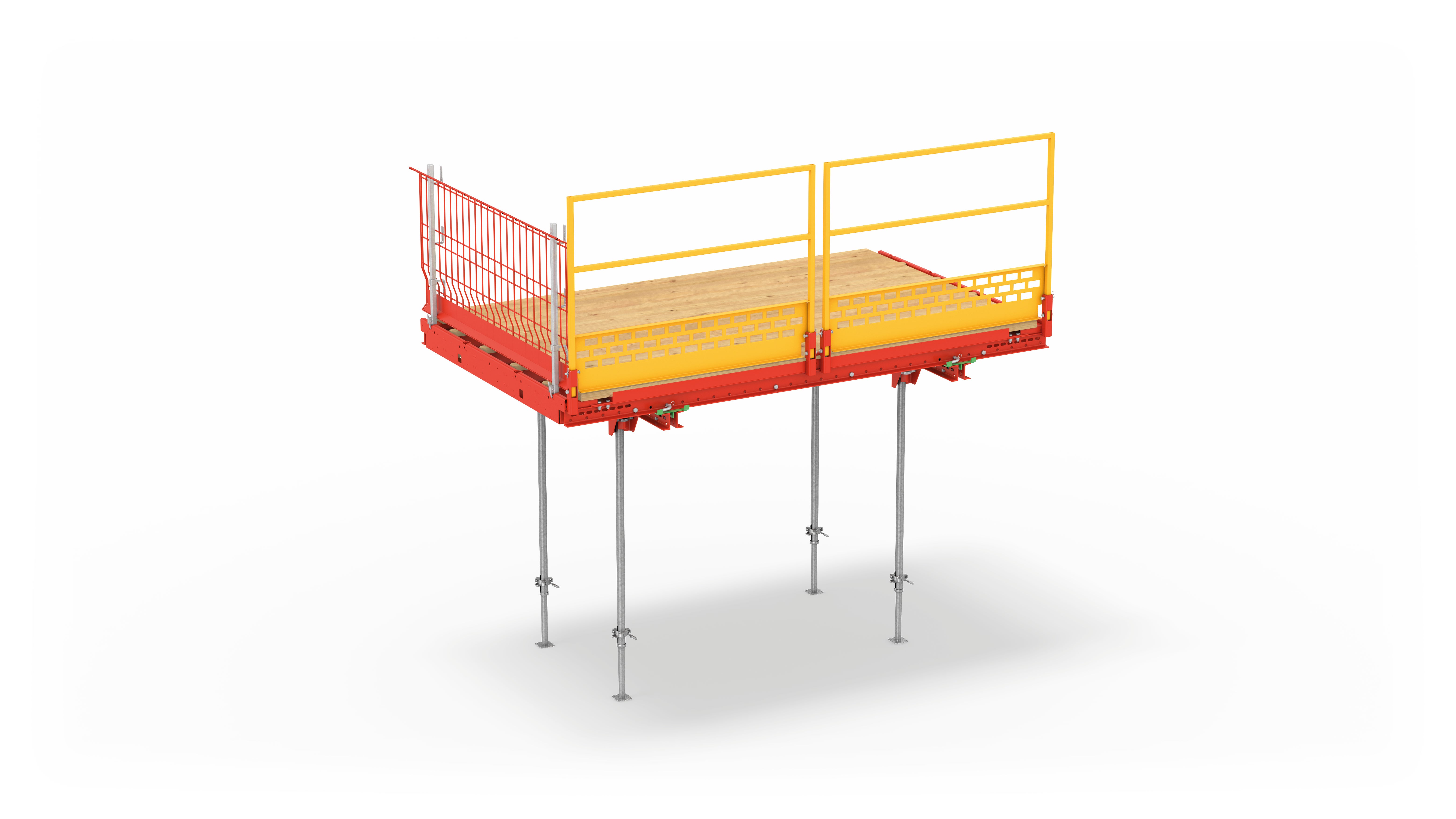 Nouvelle table balcon FLEXIDECK : la FLEXIDECK était la grande nouveauté lors du salon Batimat. Cette table balcon s’adapte à toutes les configurations, et sa sécurité est rabattable et colisée, avec un ajustement rapide de la table. (Image : PERI SE)<br/>