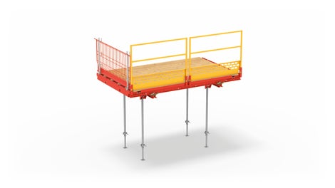 Nouvelle table balcon FLEXIDECK : la FLEXIDECK était la grande nouveauté lors du salon Batimat. Cette table balcon s’adapte à toutes les configurations, et sa sécurité est rabattable et colisée, avec un ajustement rapide de la table. (Image : PERI SE)<br/>