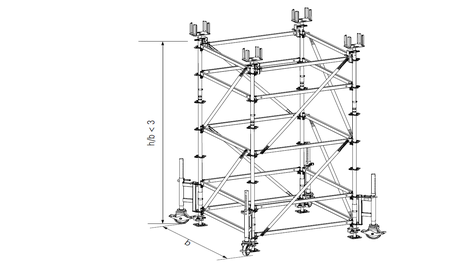 The towers were moved by hand on the jobsite using removable castors