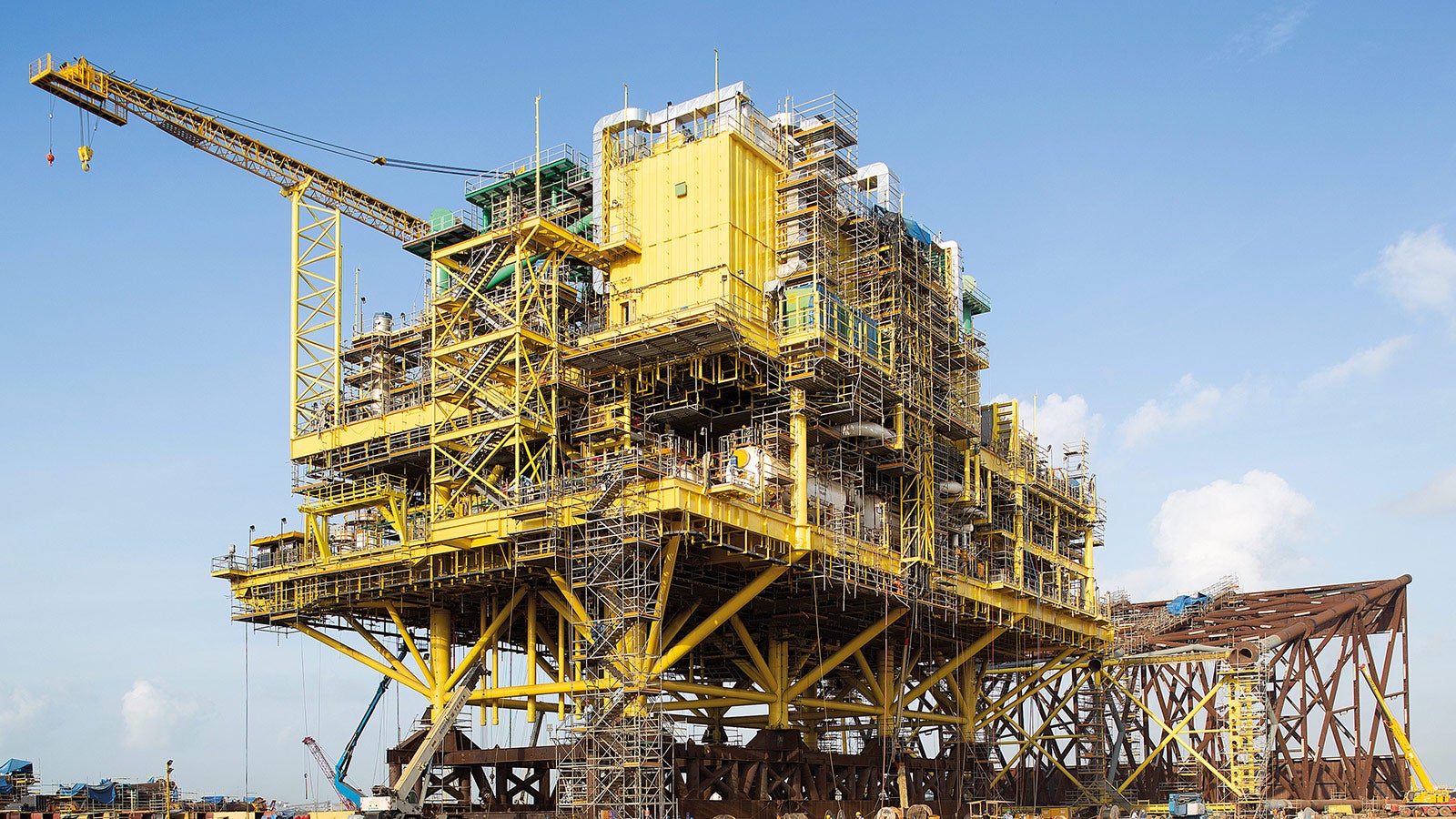 Mehhikos asuvas Dragados Offshore laevatehases sai PERI tellingulahenduste abil valmis uus CA-KU-A1 gaasikompressori platvorm. (Foto: PERI GmbH)<br/>