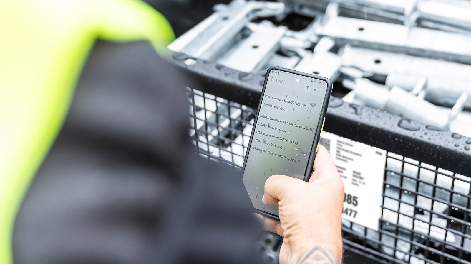 PERI Mobile Logistics notes app opened after scan on smartphone