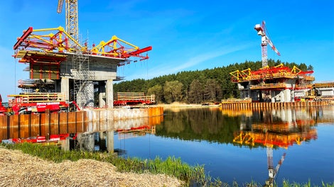 Wózki VBC PERI na budowie obiektu MS-5, droga ekspresowa S19, odcinek S19 Malewice Chlebczyn.