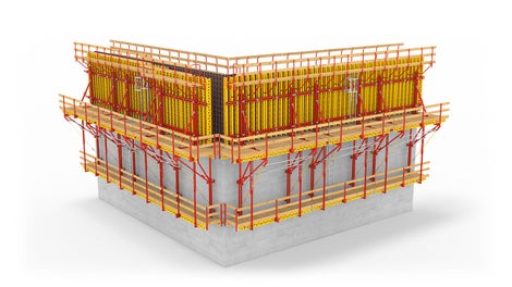 CB 240爬架系统中，使用模板平移装置，模板可后移75厘米，实现拆模。<br/>