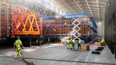 Visualisation of the casting process of a standard tunnel element.<br/>(Illustration: Femern A/S)<br/>