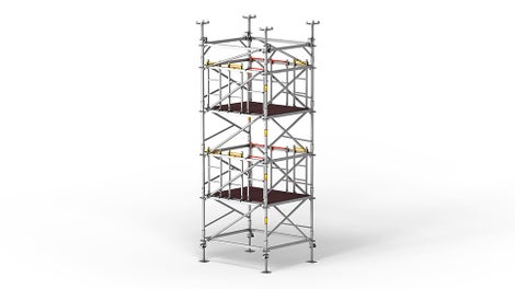 Die im 2-m-Abstand angeordneten Arbeitsebenen gewährleisten einen bequemen Zugang zum Turm gemäß den geltenden Vorschriften.