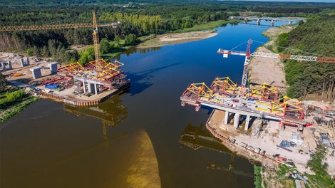 Wózki VBC PERI na budowie obiektu MS-5, droga ekspresowa S19, odcinek S19 Malewice Chlebczyn.