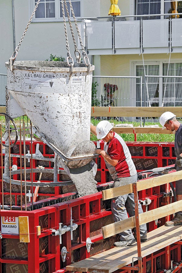 Trotz geringer Ankeranzahl – schnell betonieren: durch hohe Frischbetondruckaufnahme > 80 kN/m²