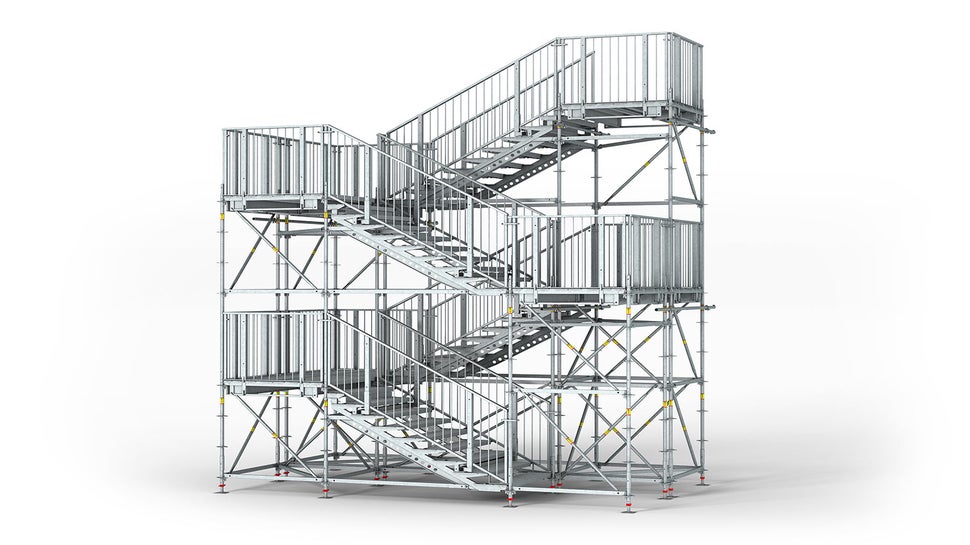 Stair geometry and landing arrangement meet the requirements for public access.