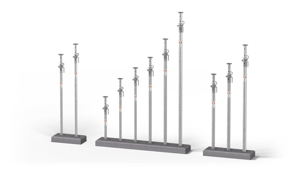 L'étai de dalle zingué à fûts en acier et une capacité portante jusqu'à 50 kN 