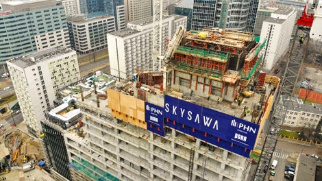 Budowa wieżowca SKYSAWA, Warszawa, fot. Cezary Małecki