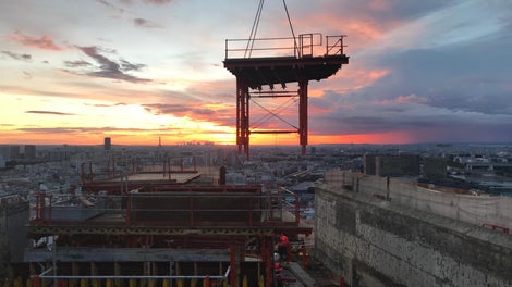 Changement de géométrie et dernière ligne droite pour les tours, juin 2020<br/>(Crédit : Jean-François Delmas, BATEG, filiale de Vinci Construction France)