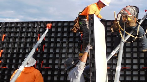 Walls and foundations are formed quickly and efficiently with very few parts and pieces required.